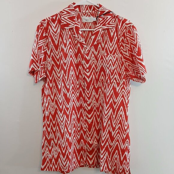 Onia Red & White Ikat Zig Zag Vacation Shirt S - Picture 1 of 14